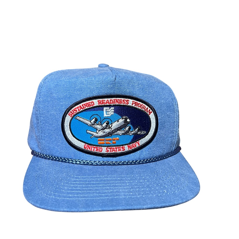 US Navy Sustained Trucker Hat Embroidered Patch Blue Rope Snapback